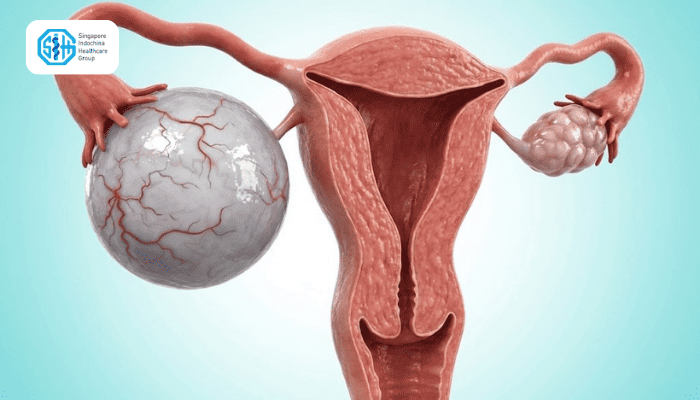 H&igrave;nh ảnh m&ocirc; phỏng vị tr&iacute; u nang buồng trứng